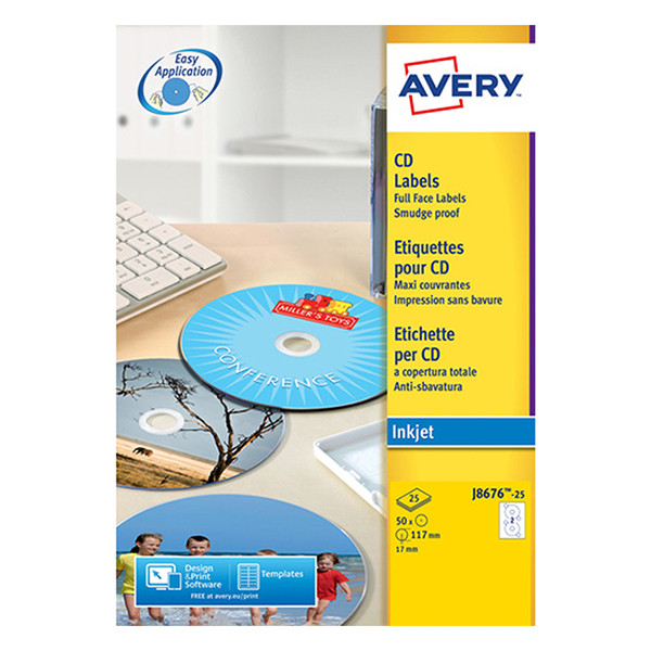Avery zweckform J8676-25 étiquettes CD 2 par feuille (50 étiquettes) J8676-25 212825 - 1