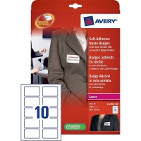 Avery zweckform L4785-20 étiquettes badges en tissu 50 x 80 mm (200 pièces) - blanc L4785-20 212592