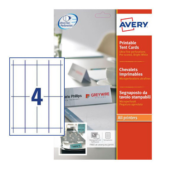 Avery zweckform L4794-10 chevalets imprimables blancs 120 x 45 mm (40 cartes) L4794-10 212773 - 1
