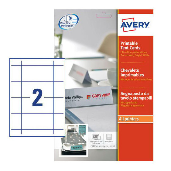 Avery zweckform L4795-20 chevalets imprimables blancs 180 x 60 mm (40 cartes) L4795-20 212774 - 1