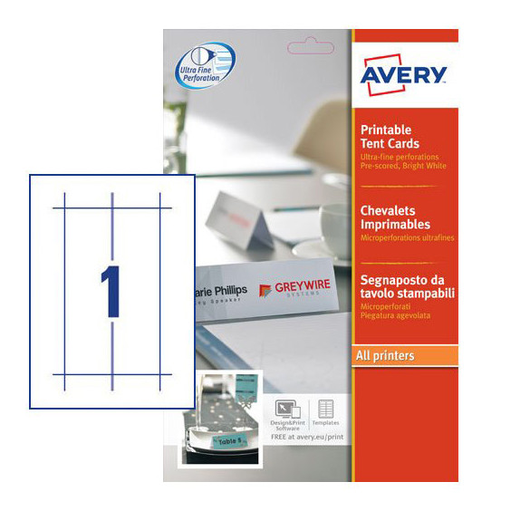 Avery zweckform L4796-20 chevalets imprimables blancs 210 x 60 mm (20 cartes) L4796-20 212772 - 1