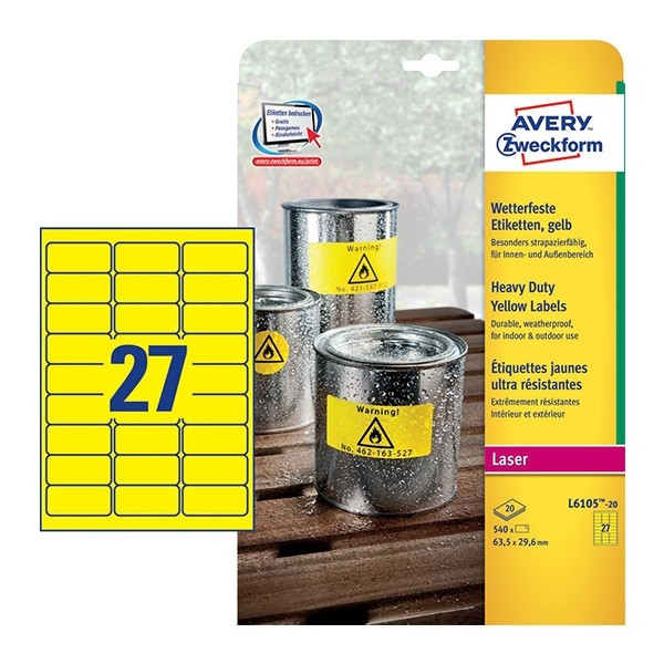 Avery zweckform L6105-20 étiquettes étanches 63,5 mm x 29,6 mm (540 pièces) L6105-20 212699 - 1