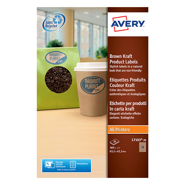 Avery zweckform L7103-20 étiquettes produits ovales couleur kraft 63,5 x 42,3 (360 pièces) L7103-20 212602 - 1