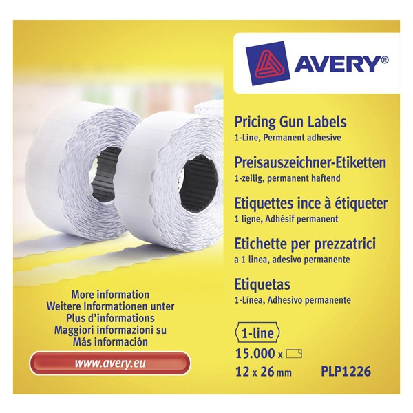 Avery zweckform PLP1226 rouleaux d'étiquettes 26 x 12 mm (15 000 étiquettes) - blanc AV-PLP1226 212665 - 1