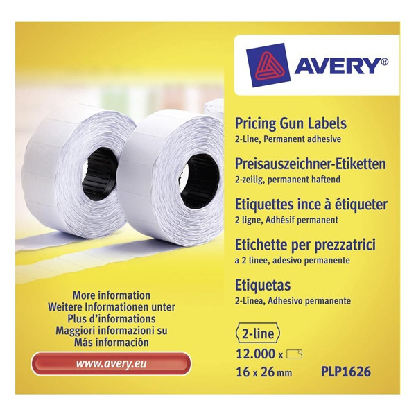 Avery zweckform PLP1626 rouleaux d'étiquettes 26 x 16 mm (12 000 étiquettes) - blanc AV-PLP1626 212666 - 1