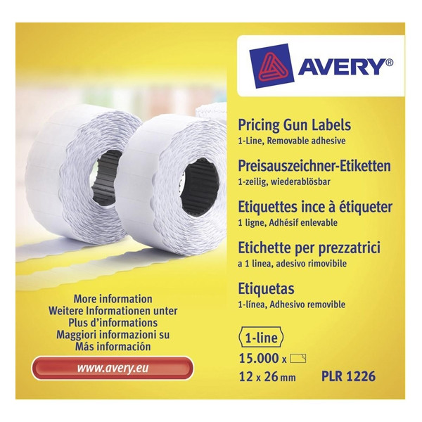 Avery zweckform PLR1226 rouleaux d'étiquettes prix amovibles 26 x 12 mm (15 000 étiquettes) - blanc AV-PLR1226 212667 - 1