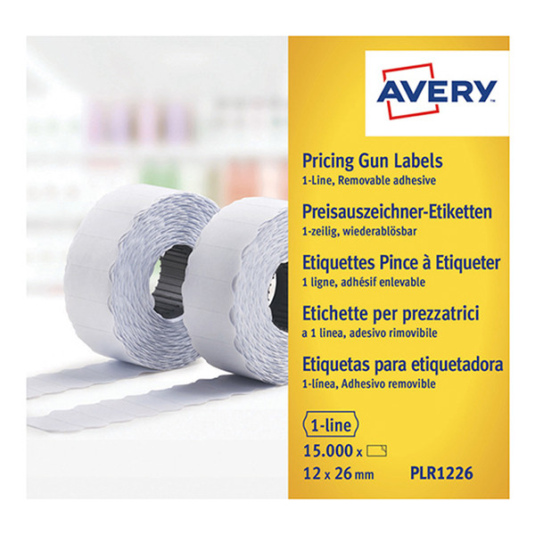 Avery zweckform PLR1226 rouleaux d'étiquettes prix amovibles 26 x 12 mm (15 000 étiquettes) - blanc AV-PLR1226 212667 - 1