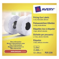 Avery zweckform PLR1226 rouleaux d'étiquettes prix amovibles 26 x 12 mm (15 000 étiquettes) - blanc AV-PLR1226 212667