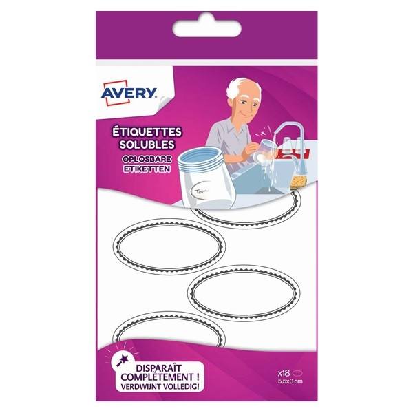 Avery zweckform SOLUB18 étiquettes solubles ovales 55 x 30 mm (18 pièces) SOLUB18 212697 - 1