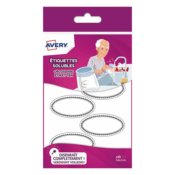 Avery zweckform SOLUB18 étiquettes solubles ovales 55 x 30 mm (18 pièces) SOLUB18 212697 - 1