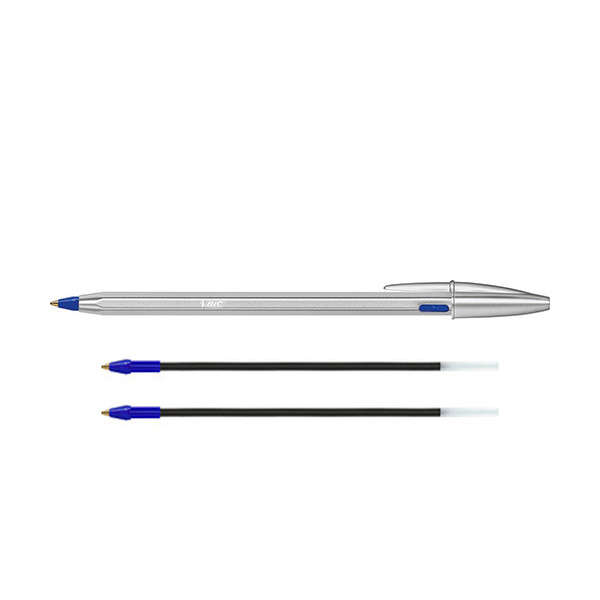BIC Cristal Re'New stylo à bille + 2 recharges - bleu 997202 240425 - 1