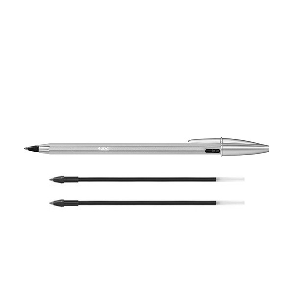 BIC Cristal Re'New stylo à bille + 2 recharges - noir 997201 240426 - 1