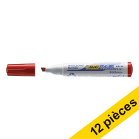 Offre : 12x BIC Velleda 1751 marqueur pour tableau blanc (3,7 - 5,5 mm biseautée) - rouge