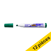 Offre : 12x BIC Velleda 1751 marqueur pour tableau blanc (3,7 - 5,5 mm biseautée) - vert