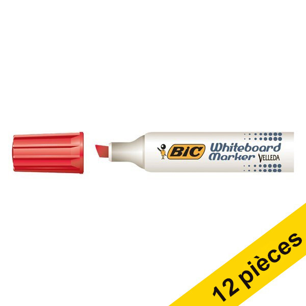 Offre : 12x BIC Velleda 1781 marqueur pour tableau blanc (3 - 6 mm biseautée) - rouge 262351 - 1