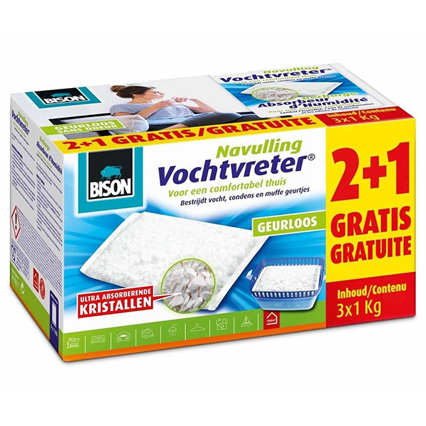 Bison Vochtvreter® sac de recharge sans odeur pour absorbeur d'humidité boîte (3 x 1 kg) 6313576 SBI00151 - 1