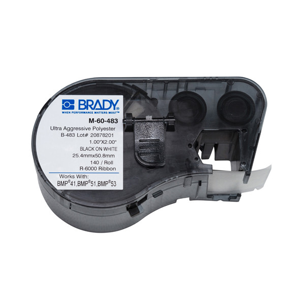 Brady M-60-483 étiquettes en polyester ultra fortes 25,4 mm x 50,8 mm (d'origine) M-60-483 146128 - 1