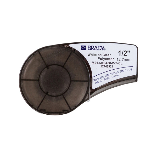 Brady M21-500-430-WT-CL ruban en polyester blanc sur transparent 12,7 mm x 6,40 m (d'origine) M21-500-430-WT-CL 147212 - 1