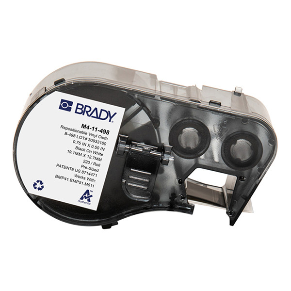 Brady M4-11-498 étiquettes en tissu vinyle 12,7 mm x 19,05 mm (d'origine) - noir sur blanc M4-11-498 148312 - 1