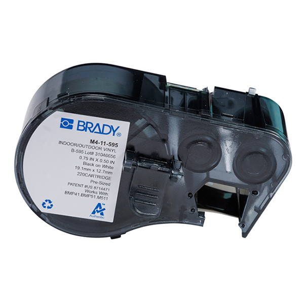 Brady M4-11-595 étiquettes en vinyle 19,05 mm x 12,70 mm (d'origine) - noir sur blanc M4-11-595 147964 - 1