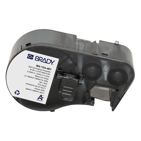 Brady M4-124-461 étiquettes en polyester laminé 12,7 mm x 41,91 mm x 19,05 mm (d'origine) - noir sur blanc/transparent M4-124-461 148142 - 1
