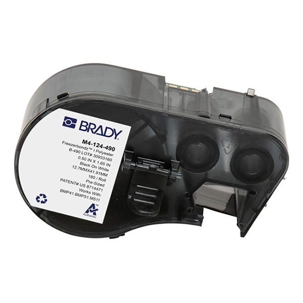 Brady M4-124-490 Freezerbondz étiquettes en polyester 12,7 mm x 41,91 mm (d'origine) - noir sur blanc M4-124-490 148296 - 1
