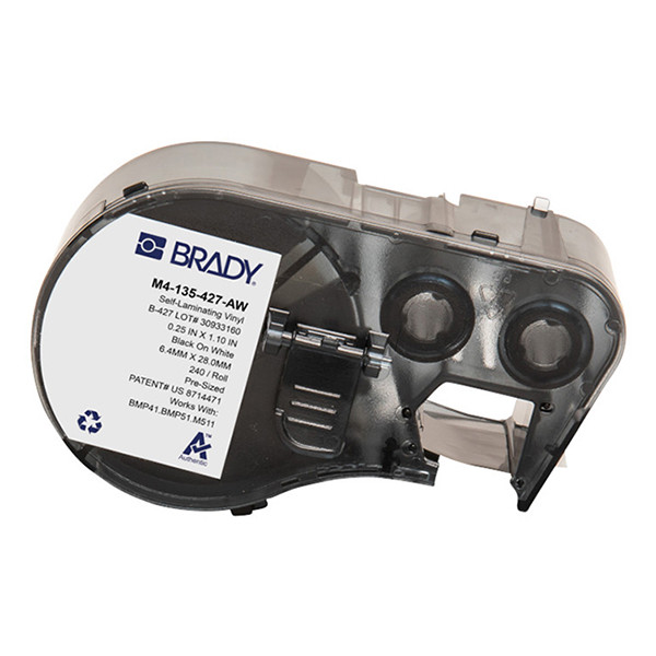 Brady M4-135-427-AW étiquettes en vinyle laminé 27,94 mm x 6,35 mm (d'origine) - noir sur blanc M4-135-427-AW 148316 - 1