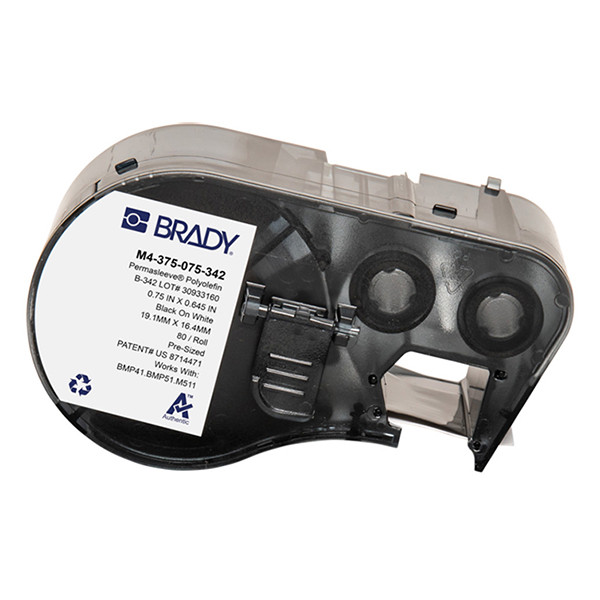 Brady M4-375-075-342 ruban pour gaine thermorétractable 19,05 mm x 16,40 mm (d'origine) - noir sur blanc M4-375-075-342 148326 - 1