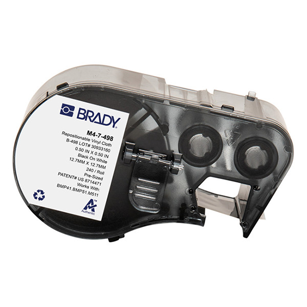 Brady M4-7-498 étiquettes en tissu vinyle 12,7 mm x 12,7 mm (d'origine) - noir sur blanc M4-7-498 148258 - 1