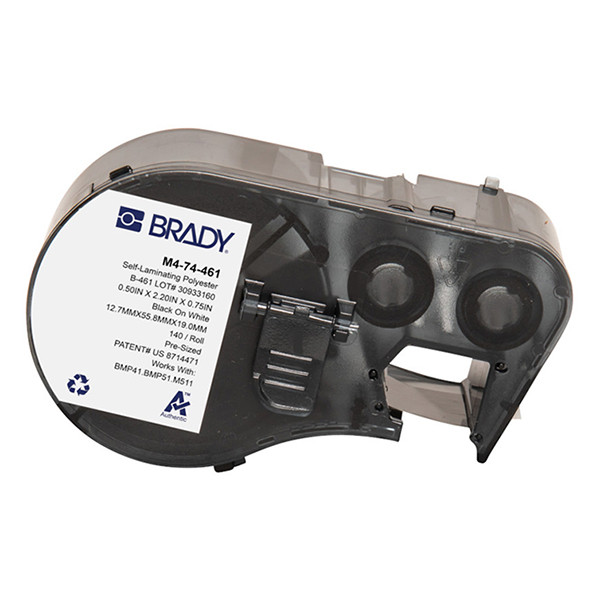 Brady M4-74-461 étiquettes en polyester laminé 55,88 mm x 12,70 mm (d'origine) - noir sur blanc M4-74-461 147979 - 1