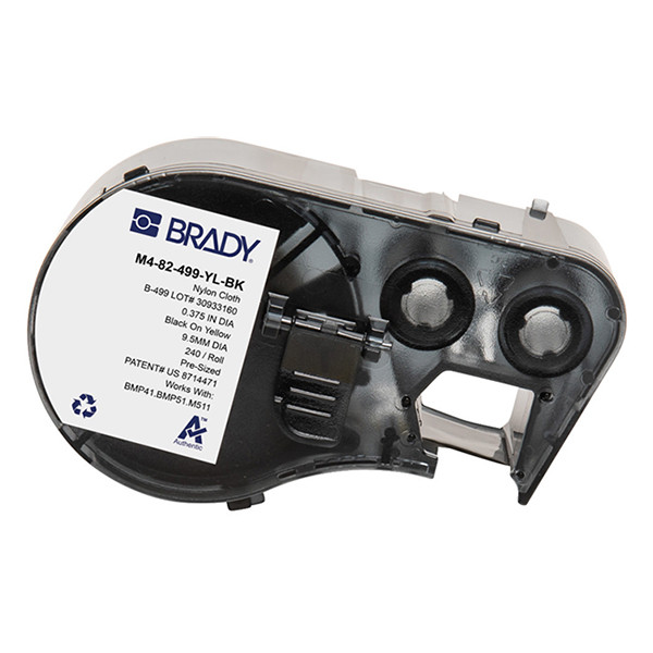 Brady M4-82-499-YL-BK étiquettes en tissu nylon Ø 9,53 mm (d'origine) - noir sur jaune M4-82-499-YL-BK 147975 - 1