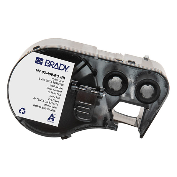 Brady M4-83-499-RD-BK étiquettes en tissu nylon  Ø 12,7 mm (d'origine) - noir sur rouge M4-83-499-RD-BK 148372 - 1