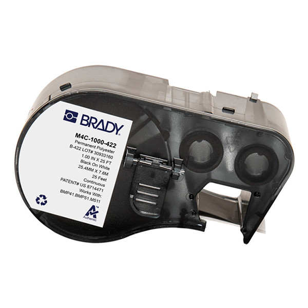Brady M4C-1000-422 étiquettes permanentes en polyester 25,4 mm x 7,62 m (d'origine) - noir sur blanc M4C-1000-422 148240 - 1