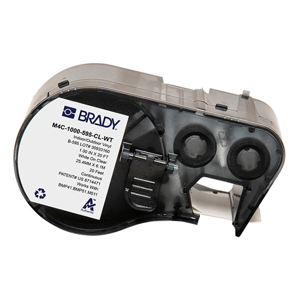 Brady M4C-1000-595-CL-WT étiquettes en vinyle 25,40 mm x 6,10 m (d'origine) - blanc sur transparent M4C-1000-595-CL-WT 147945 - 1