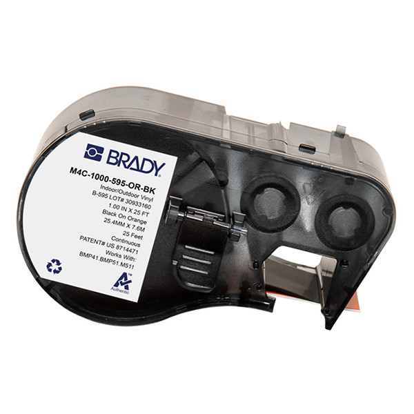 Brady M4C-1000-595-OR-BK ruban vinyle 25,4 mm x 7,62 m (d'origine) - noir sur orange M4C-1000-595-OR-BK 148230 - 1