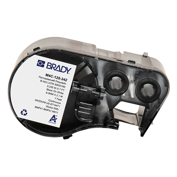 Brady M4C-125-342 étiquette gaine thermorétractable 6,00 mm x 2,13 m (d'origine) - noir sur blanc 148170 - 1