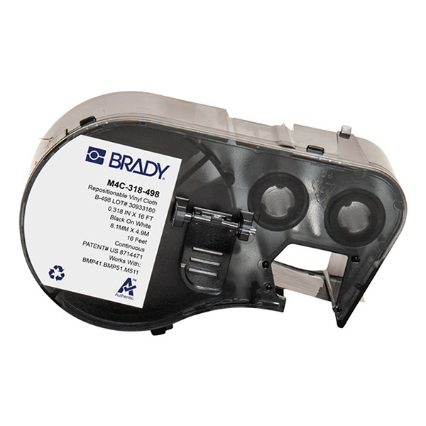 Brady M4C-318-498 étiquettes en vinyle 8,08 mm x 4,88 m (d'origine) - noir sur blanc M4C-318-498 148206 - 1