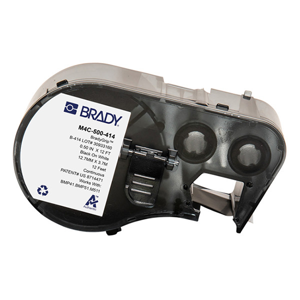 Brady M4C-500-414 étiquettes à crochets en polyester 12,70 mm x 3,66 m (d'origine) - noir sur blanc M4C-500-414 147965 - 1