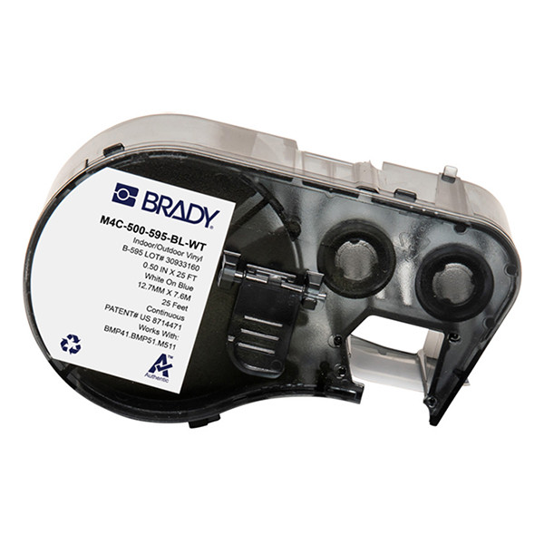 Brady M4C-500-595-BL-WT étiquettes en vinyle 12,70 mm x 7,62 m (d'origine) - blanc sur bleu M4C-500-595-BL-WT 147981 - 1