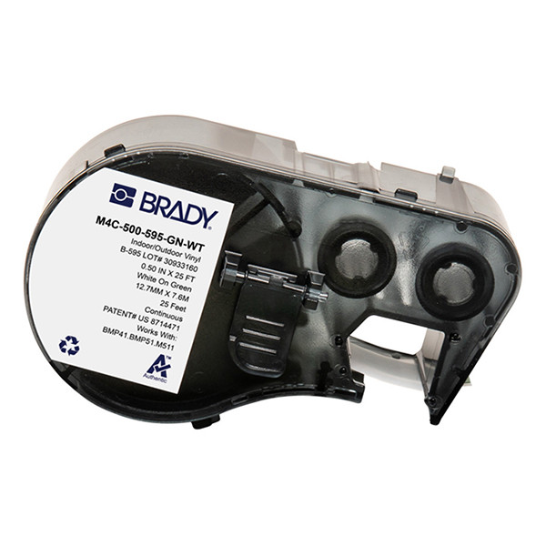 Brady M4C-500-595-GN-WT étiquettes en vinyle 12,70 mm x 7,62 m (d'origine) - blanc sur vert M4C-500-595-GN-WT 147963 - 1