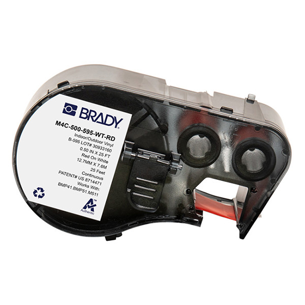 Brady M4C-500-595-WT-RD ruban vinyle 12,7 mm x 7,62 m (d'origine) - rouge sur blanc M4C-500-595-WT-RD 148192 - 1