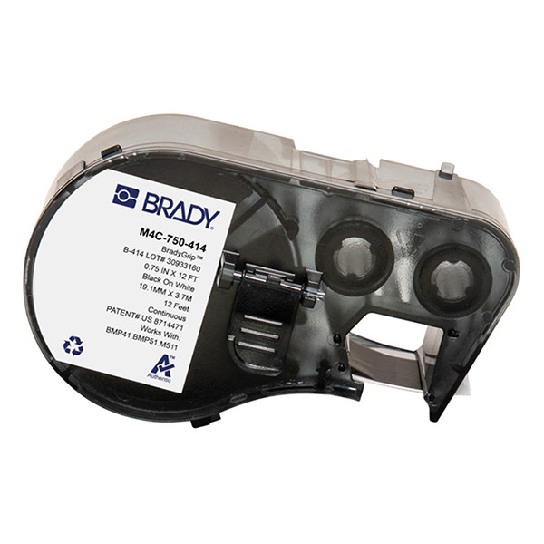 Brady M4C-750-414 étiquettes à crochets en polyester 19,05 mm x 3,66 m (d'origine) - noir sur blanc M4C-750-414 147952 - 1