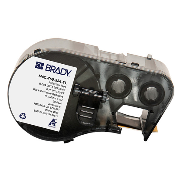Brady M4C-750-584-YL étiquettes réfléchissantes 19,05 mm x 6,10 m (d'origine) - noir sur jaune M4C-750-584-YL 147967 - 1