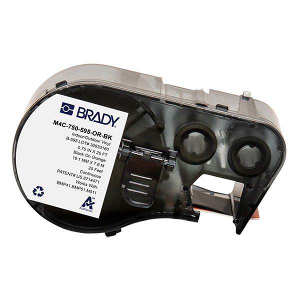 Brady M4C-750-595-OR-BK ruban vinyle 19,05 mm x 7,62 m (d'origine) - noir sur orange M4C-750-595-OR-BK 148180 - 1