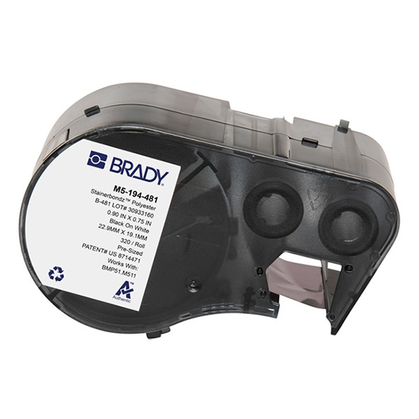 Brady M5-194-481 étiquettes en polyester 19,05 mm x 22,86 mm (d'origine) - noir sur blanc M5-194-481 148278 - 1