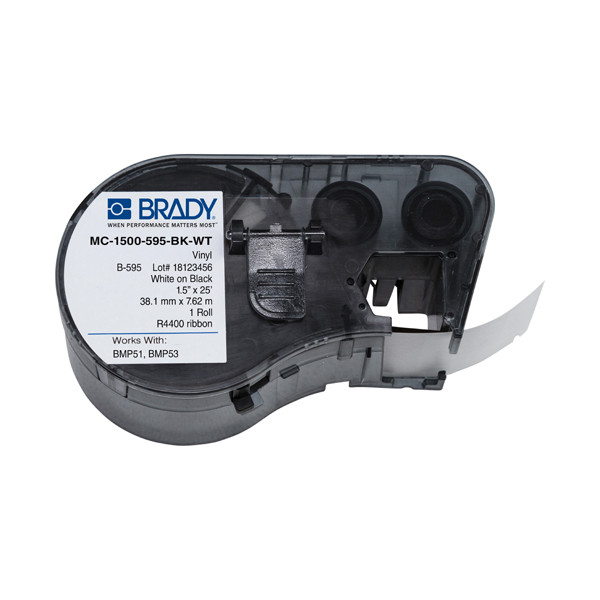 Brady MC-1500-595-BK-WT ruban vinyle noir sur blanc 38,1 mm x 7,62 m (d'origine) MC-1500-595-BK-WT 147120 - 1