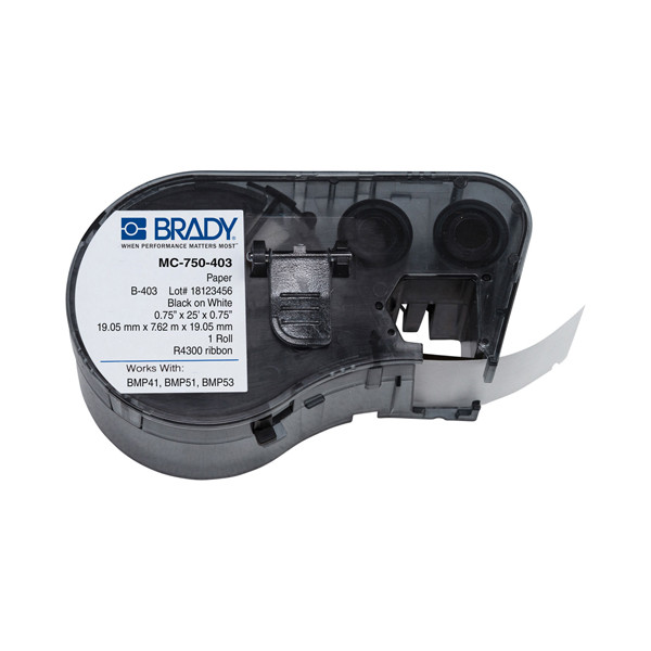 Brady MC-750-403 papier adhésif noir sur transparent 19.05 x 7.62 mx 19.05 mm (d'origine) MC-750-403 147086 - 1