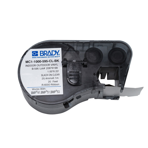 Brady MC1-1000-595-CL-BK ruban vinyle noir sur transparent 25,4 mm x 6,1 m (d'origine) MC1-1000-595-CL-BK 147096 - 1