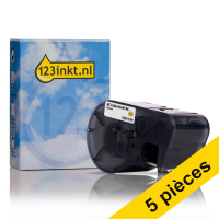 Offre : 5x marque 123encre remplace Brady MC1-1000-595-WT-BK ruban vinyle 25,4 mm x 7,62 m2 - noir sur blanc 650832