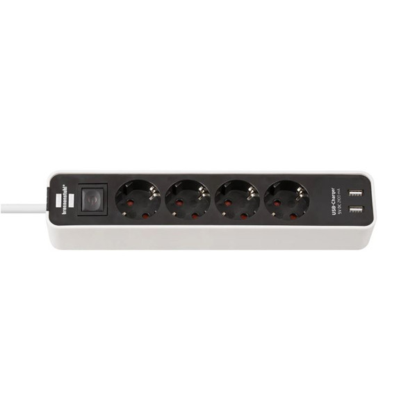 Brennenstuhl multiprise 4 prises et chargeur USB (1,5 mètre) - noir/blanc 1153240026 399506 - 1